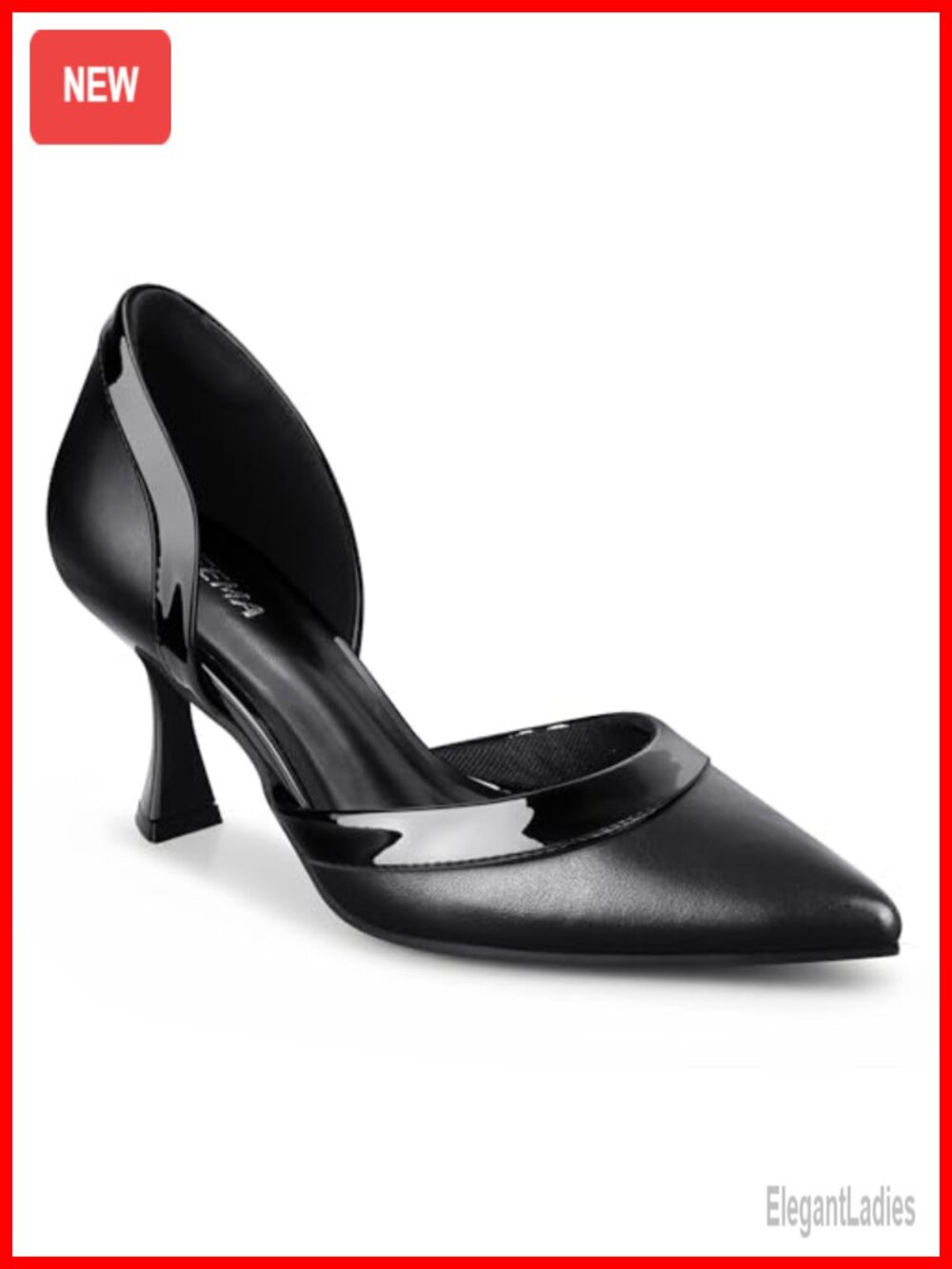 Women's Closed Toe Kitten Heel Pumps - Faux Leather Dress Shoes for Party